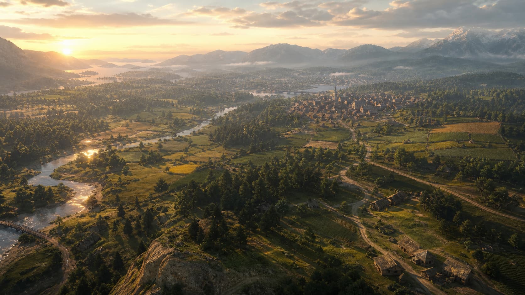 Vaste paysage aérien d